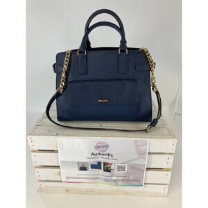 MICHAEL KORS, LARGE NAVY SAFFIANO LEATHER CROSSBODY BAG